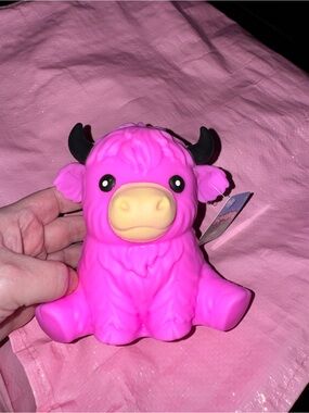Target Pink Highland Cow Squishy Plush Toy with Yellow Snout